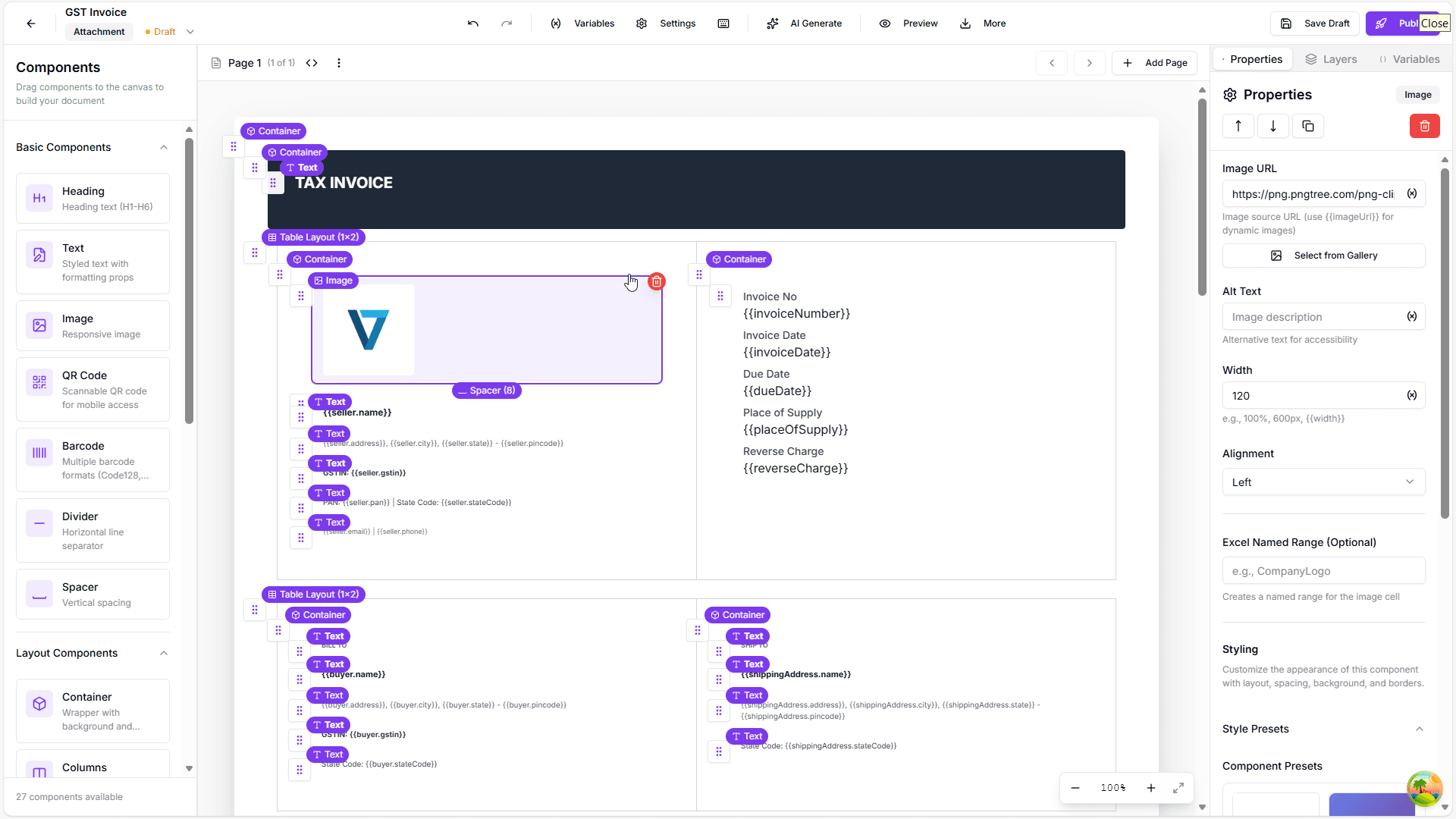 RenderDoc Template Designer - Visual drag-and-drop editor for creating PDF and Excel templates